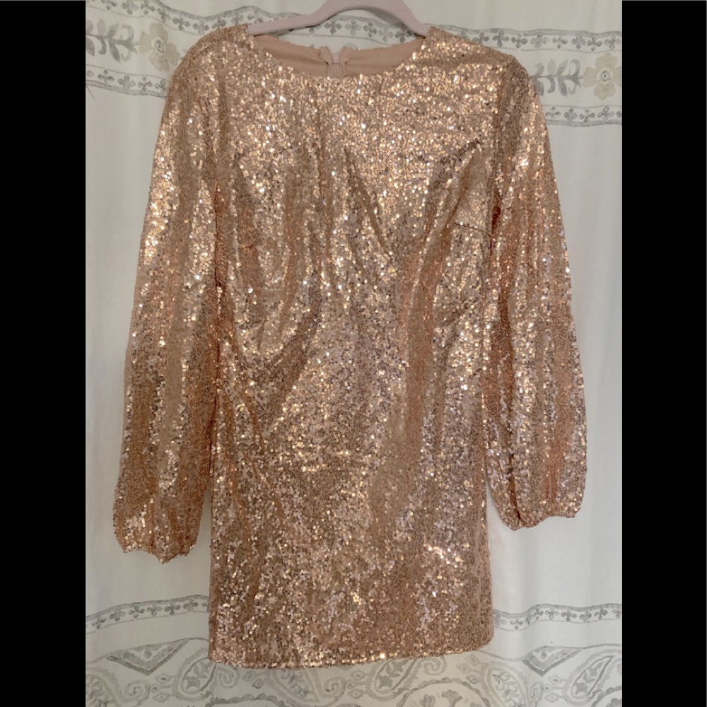 Rose gold dolman sleeve gorgeous dress. Zipper back. Absolutely stunning.